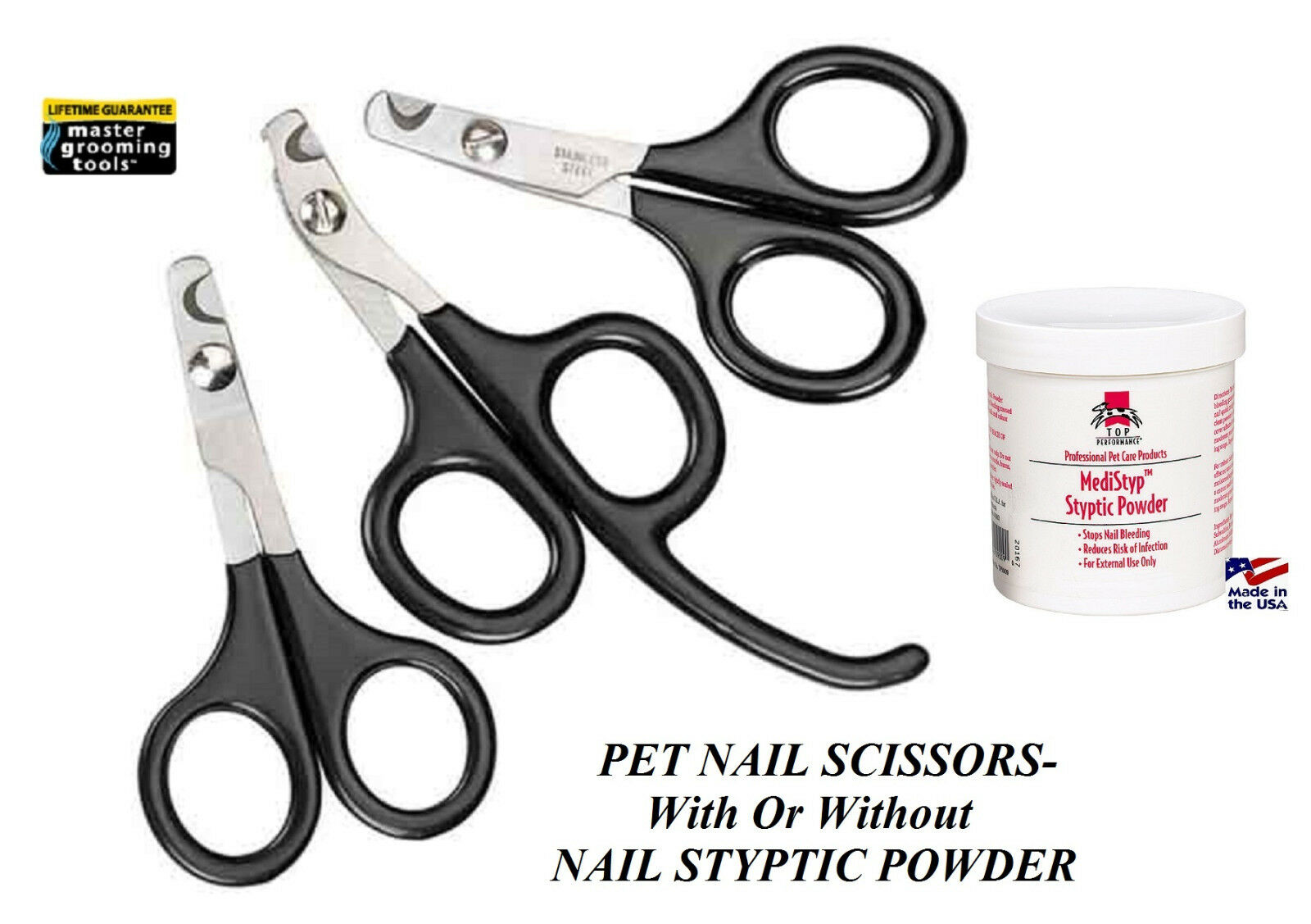 Master Grooming Tools PET NAIL SCISSORS Trimmer Clipper Angled & STYPTIC POWDER