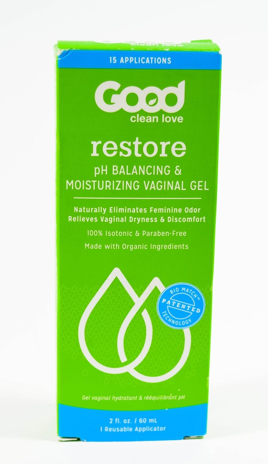 Good Clean Love Restore 2oz Ph Balancing & Moisturizing Vaginal Gel Organic Nib