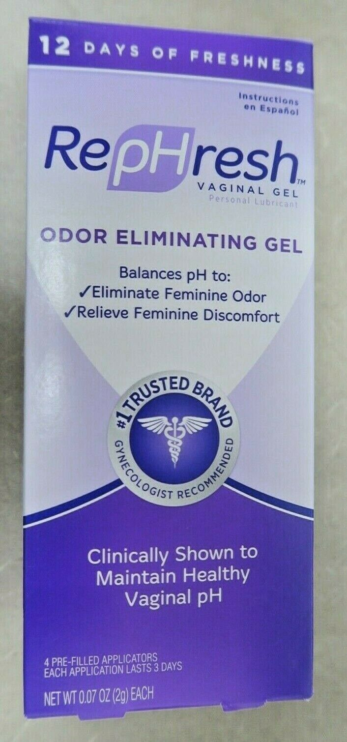 Rephresh Vaginal Odor Eliminating Gel 4 Pre-filled Applicators Exp 06/22^ New