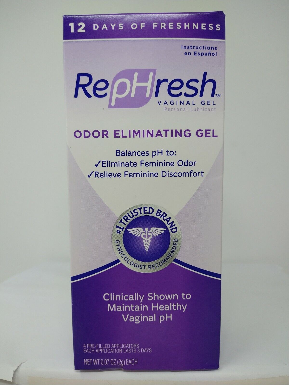 Rephresh Odor Eliminating Vaginal Gel, 4ct (0.07oz) Exp 08/2023+ #1119