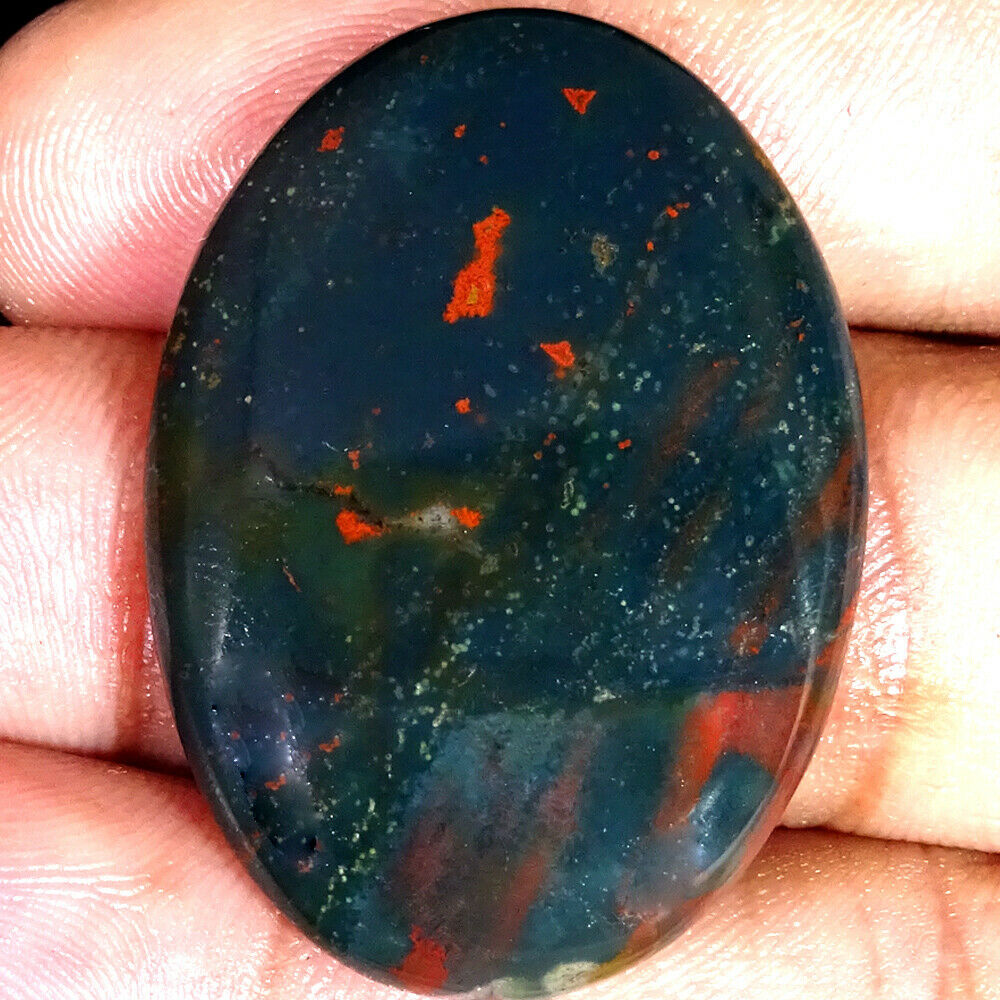 37.45 Ct 100% Natural BloodStone Cabochon 26x37x4 mm Oval Shape Loose Gemstone