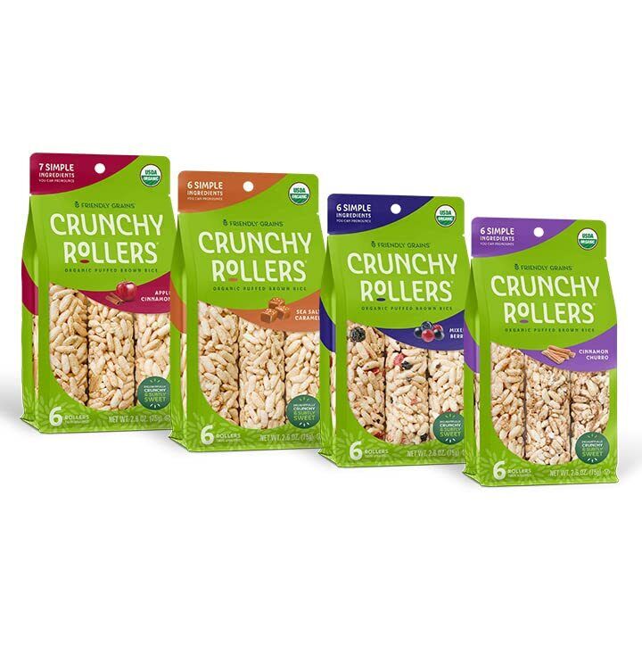 Crunchy Rollers - Organic Rice Snacks -Variety Flavors (4 packs of 6)
