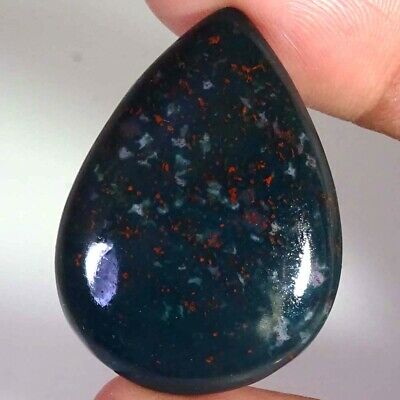 37.40 Cts Natural Red Green BLOODSTONE 24x33x5 mm Pear Cabochon Gemstone