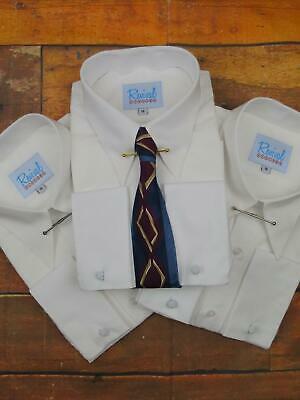 1940s Vintage Style  Shirt White Spear Point Collar with Collar Clip