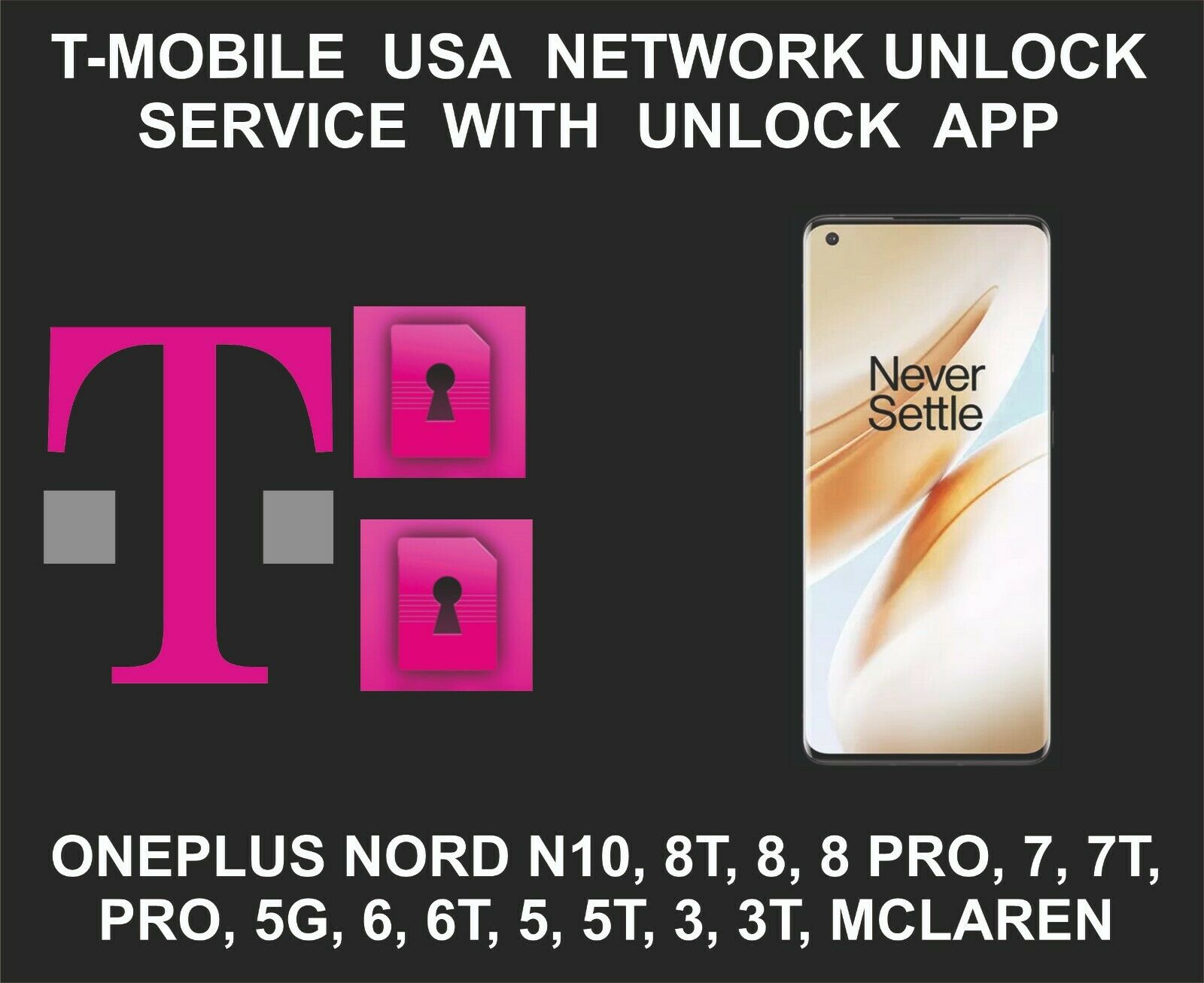 T-Mobile USA Network Unlock Service, Oneplus 9, 8, 8 Pro, 7, 7T, Pro, 5G, 6, 6T
