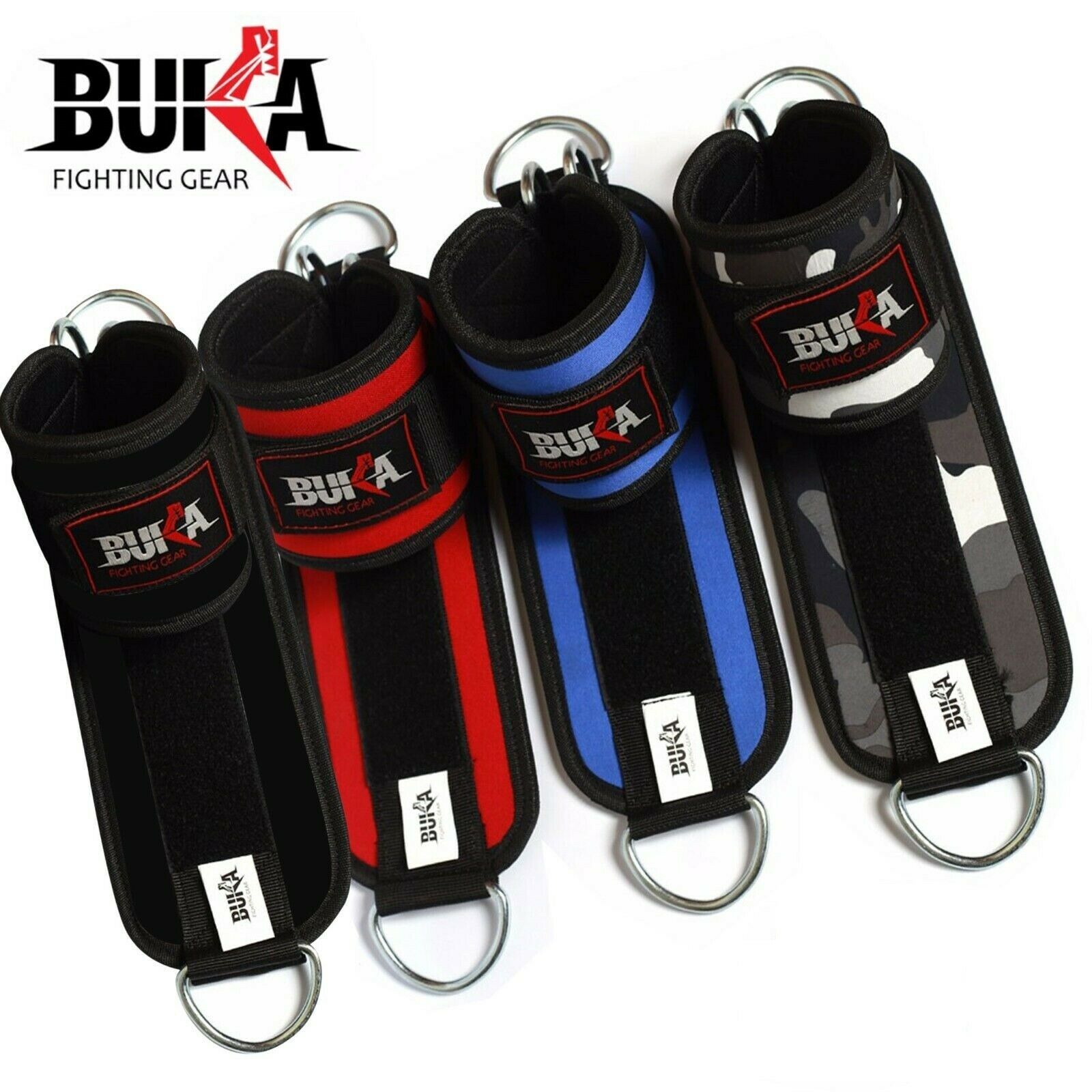 Buka Ankle D Ring Straps Thigh Leg Pulley Lifting Padded Cable Attachment Gym
