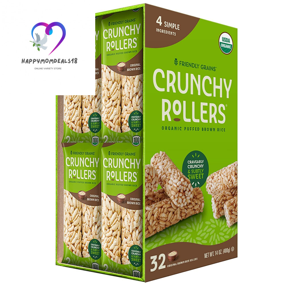 Friendly Grains - Crunchy Rollers - Organic Rice Snacks - Original Brown...