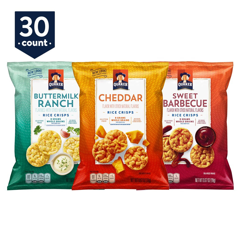 Quaker Rice Crisps, Savory Mix, 0.67 Oz Bags, 30 Count