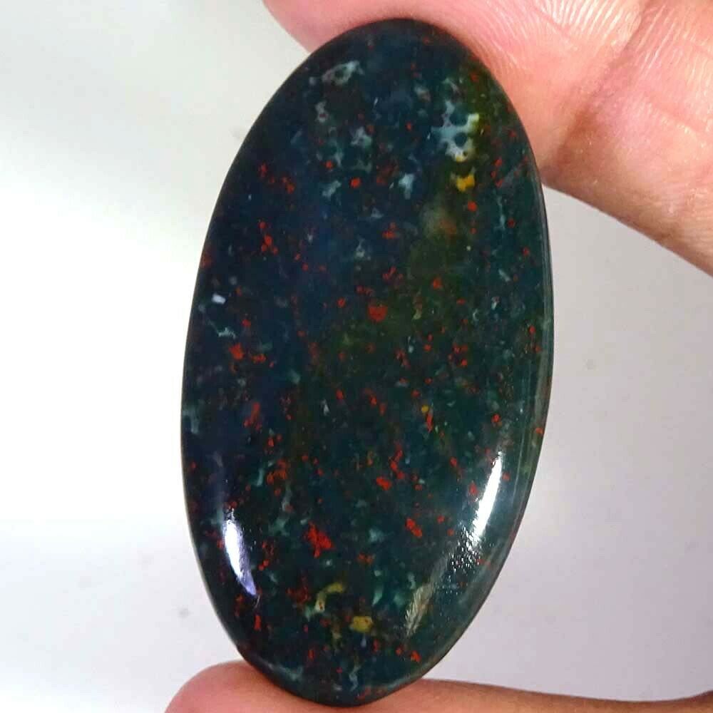 47.95 Cts Natural Red Green BLOODSTONE Oval Cabochon 23x43x5 mm Loose Gemstone