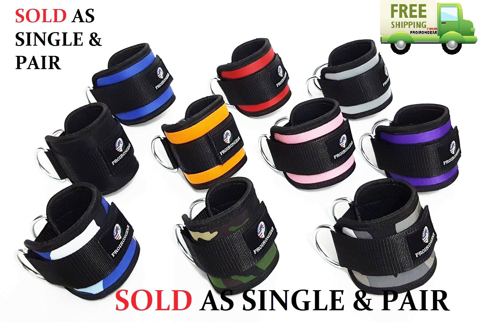 Weight Lifting D Ring Ankle Straps Cable Attachment Strap Fitness Exercise
