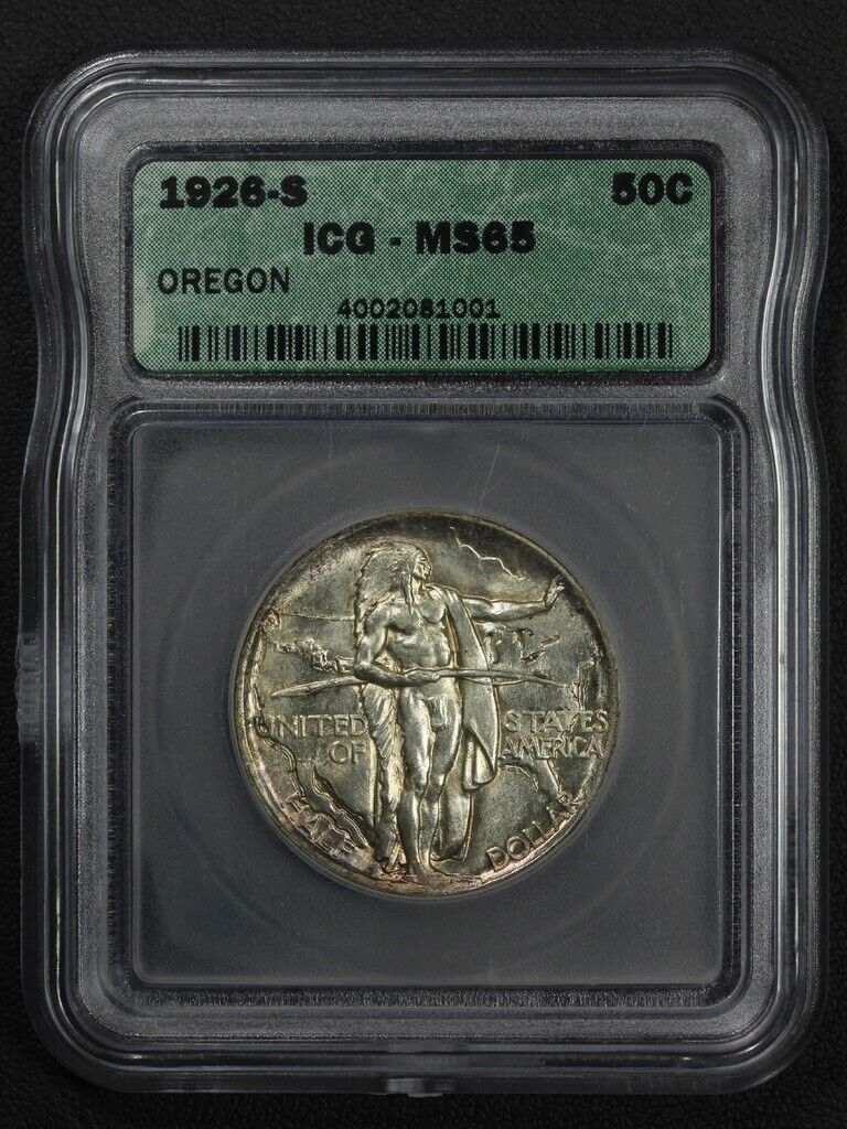 1926 S Oregon Trail Commemorative Silver Half Dollar Icg Ms 65