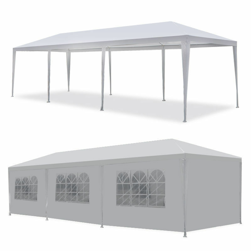 10' X30' Bbq Gazebo Pavilion Canopy Wedding Party Tent With Side Walls White