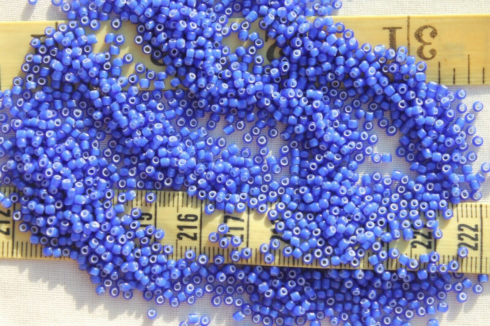11/0 Old Time Glass Vintage French Navy Blue White Heart Seed Beads/ 1oz