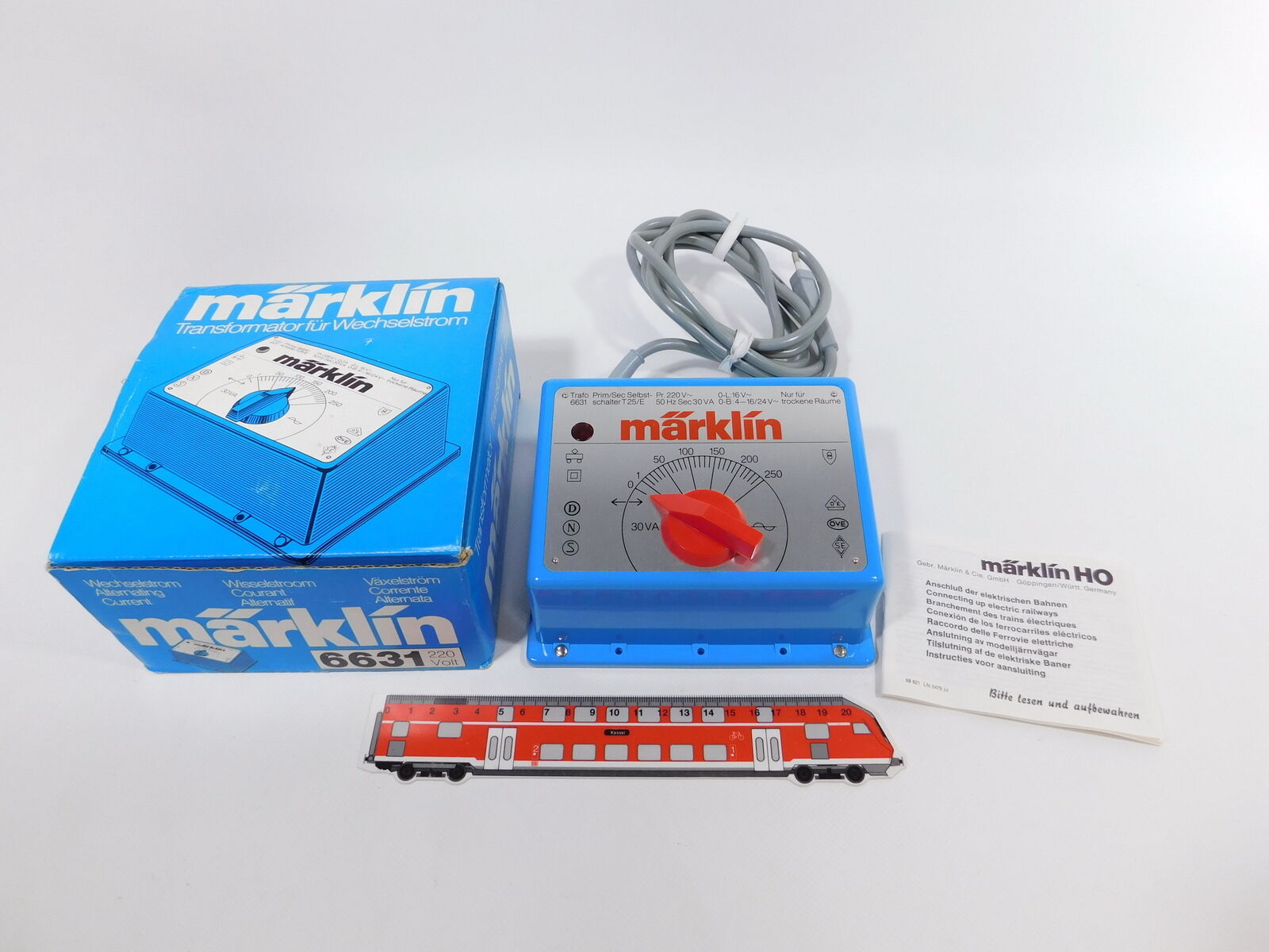 CS805-3# Märklin H0/AC 6631 Transformer/Transformer 220 V/30 VA Tested,Mint +Box