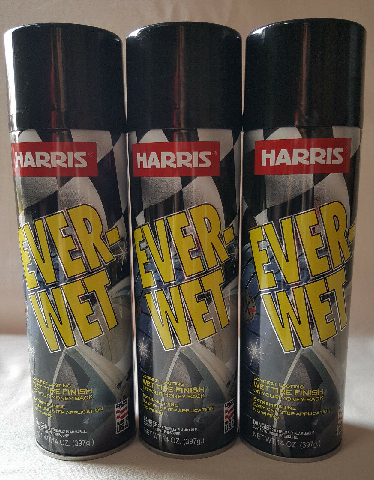 3 Ever-wet Spray Tire Shine Can / Ever Wet Look Tire Shine / Detail 13oz Gloss