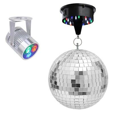 Mirror Disco Ball DJ Stage Party Motor RGB LED Light Kit Rotating Spotlight Kit