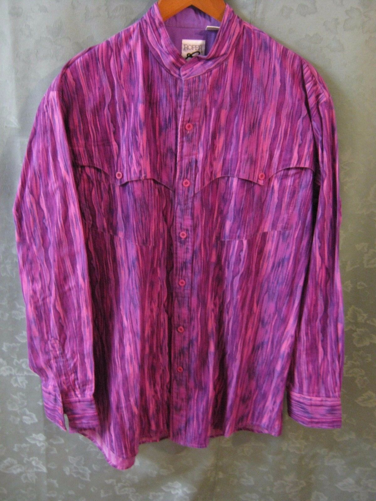 90's Roper Western Shirt Size 17.5 X 35 (xl) Button Down Yokes Made In Usa
