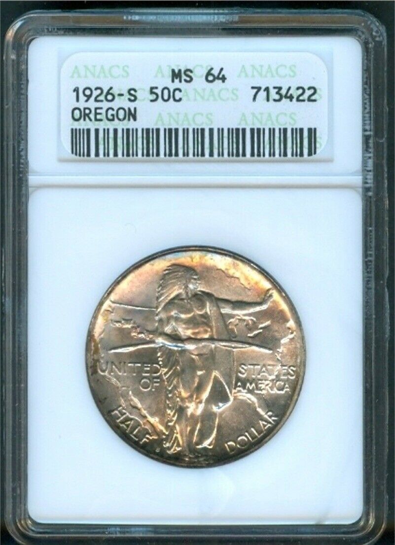 Oregon 1926-S ANACS MS64, Old Small, White Holder