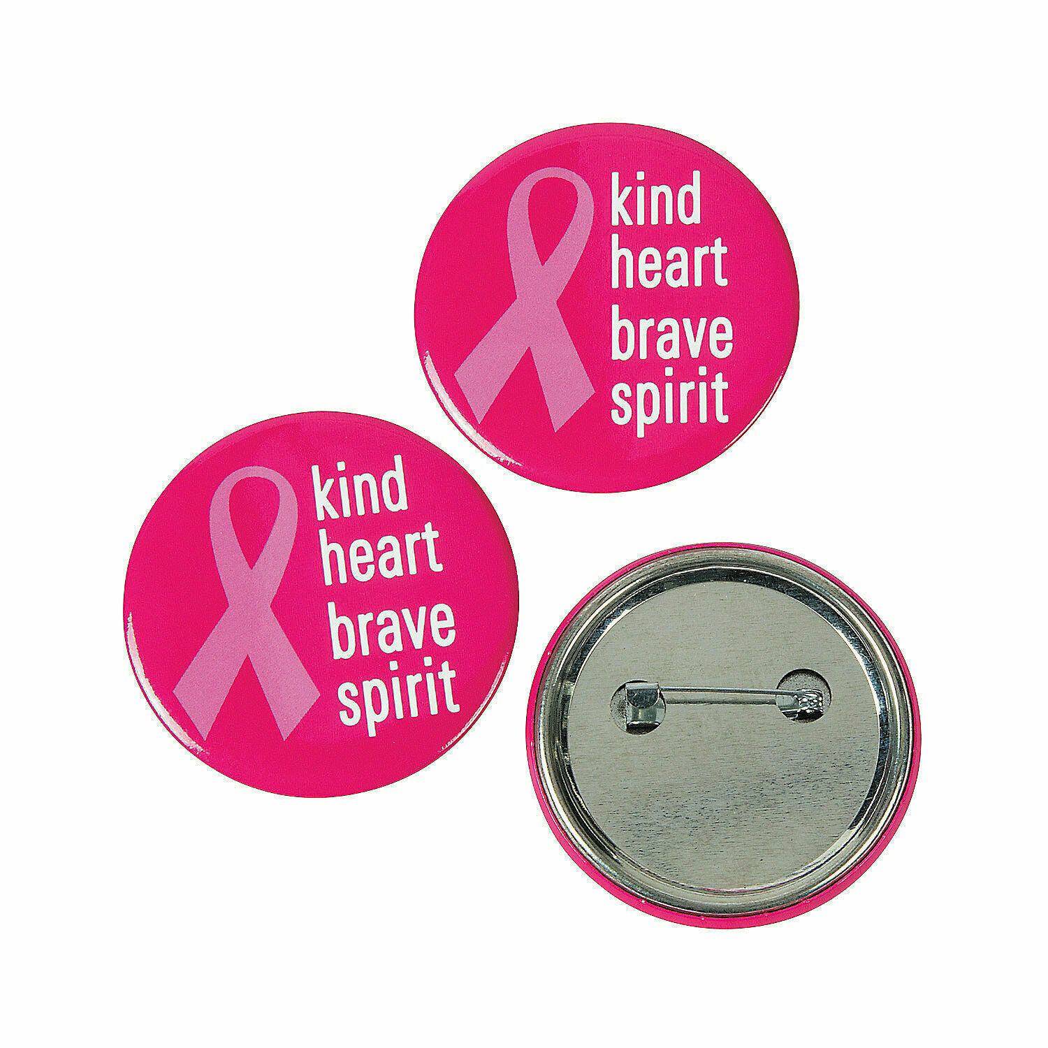 24 Breast Cancer Awareness ~ Pink Ribbon Buttons ~ Kind Heart Brave Spirit