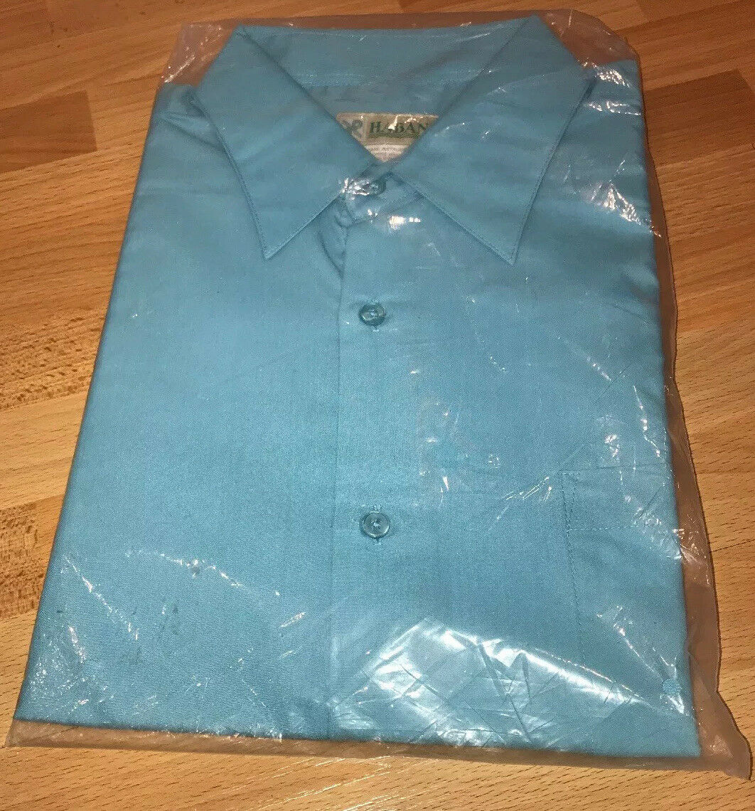 Vintage Haband Men’s Blue Shirt Long Sleeve Button Down Size 16m Nip