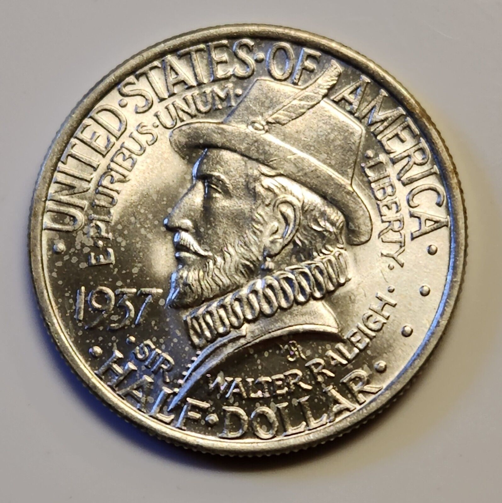 1937 Roanoke Commemorative Silver Half Dollar .50  GEM BU Condition Blast White