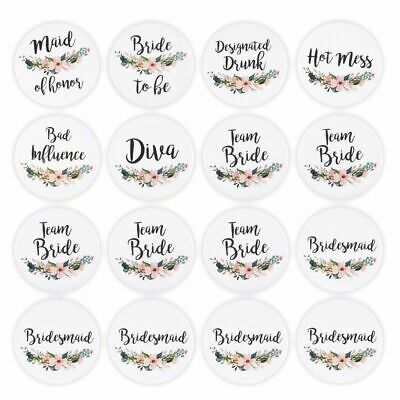 16 Pack Bridal Wedding Party Pins Button Bridesmaid Gift 8 Floral Design 2.5