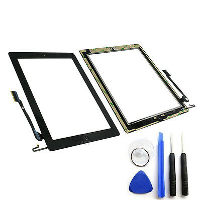OEM SPEC Black Glass Touch Screen Digitizer Home Button For iPad 4 4th Adhesive