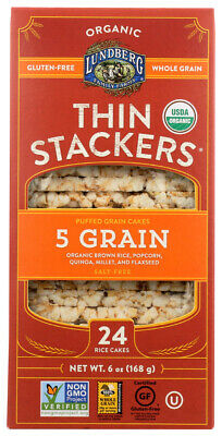 Lundberg Family Farms Rice Cakes 5 Green Thin Stackers (pack Of 6, 6 Oz. Boxes)