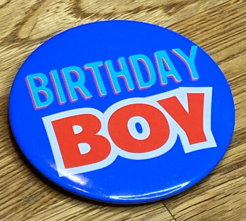 Birthday Boy Blue Plastic Shirt Pin Approx 2.5” Diameter Fast Shipping
