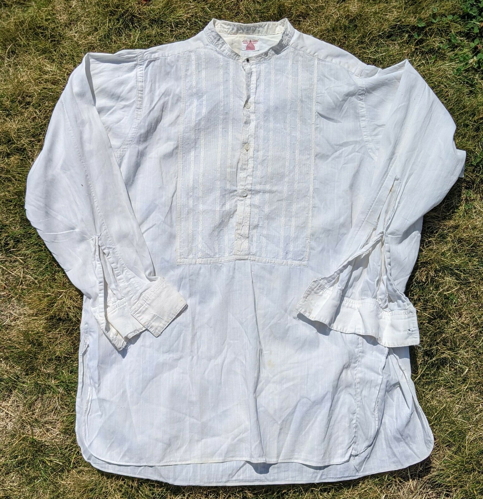 Original Victorian White House Detachable Collar Half Button Bibbed Dress Shirt