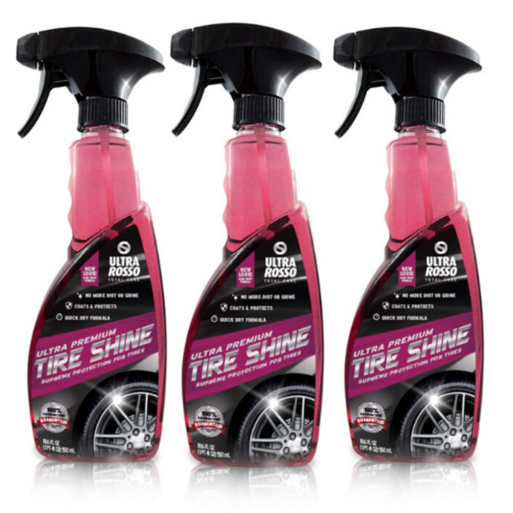Tire Shine 3-Pack 18 oz Cleaning & Protectant  Spray- ULTRA ROSSO