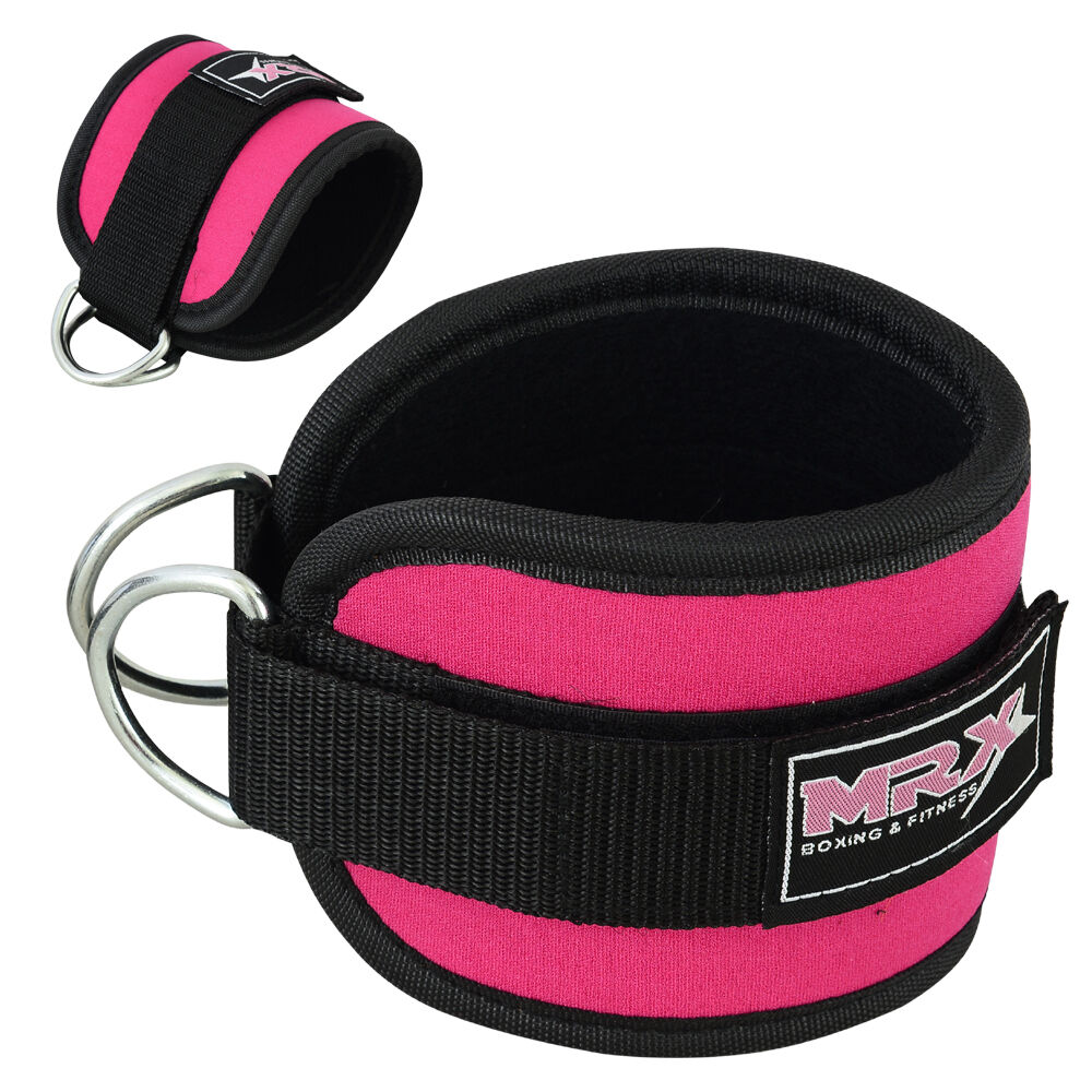 Weight Lifting Mrx Ankle Strap D-ring Thigh Pulley Gym Padded Anklet Straps Pink