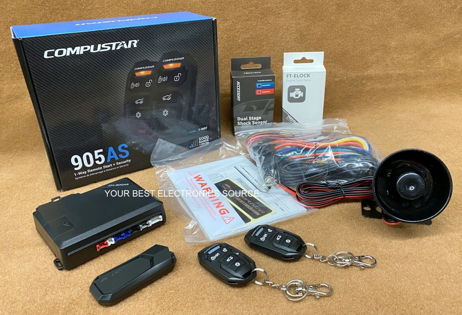 NEW Compustar CS905-AS + BLADE-AL 1-Way Remote Start & Alarm w/ 4 Button Remotes