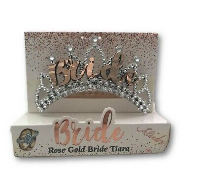 Bride Metallic Rose Gold Silver Tiara Hair Comb Crown Bridal Party Bachelorette