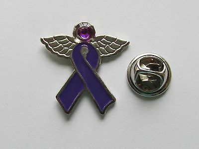 24 Purple Ribbon Awareness Angel Pins Alzheimers Domestic Violence Cancer Add